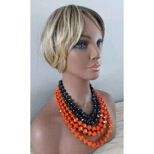 18" White & Orange Beaded Necklace Cinn Bengals Phil Flyer Alma Mater